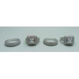 Four new and unused silver dress rings, stamped S925