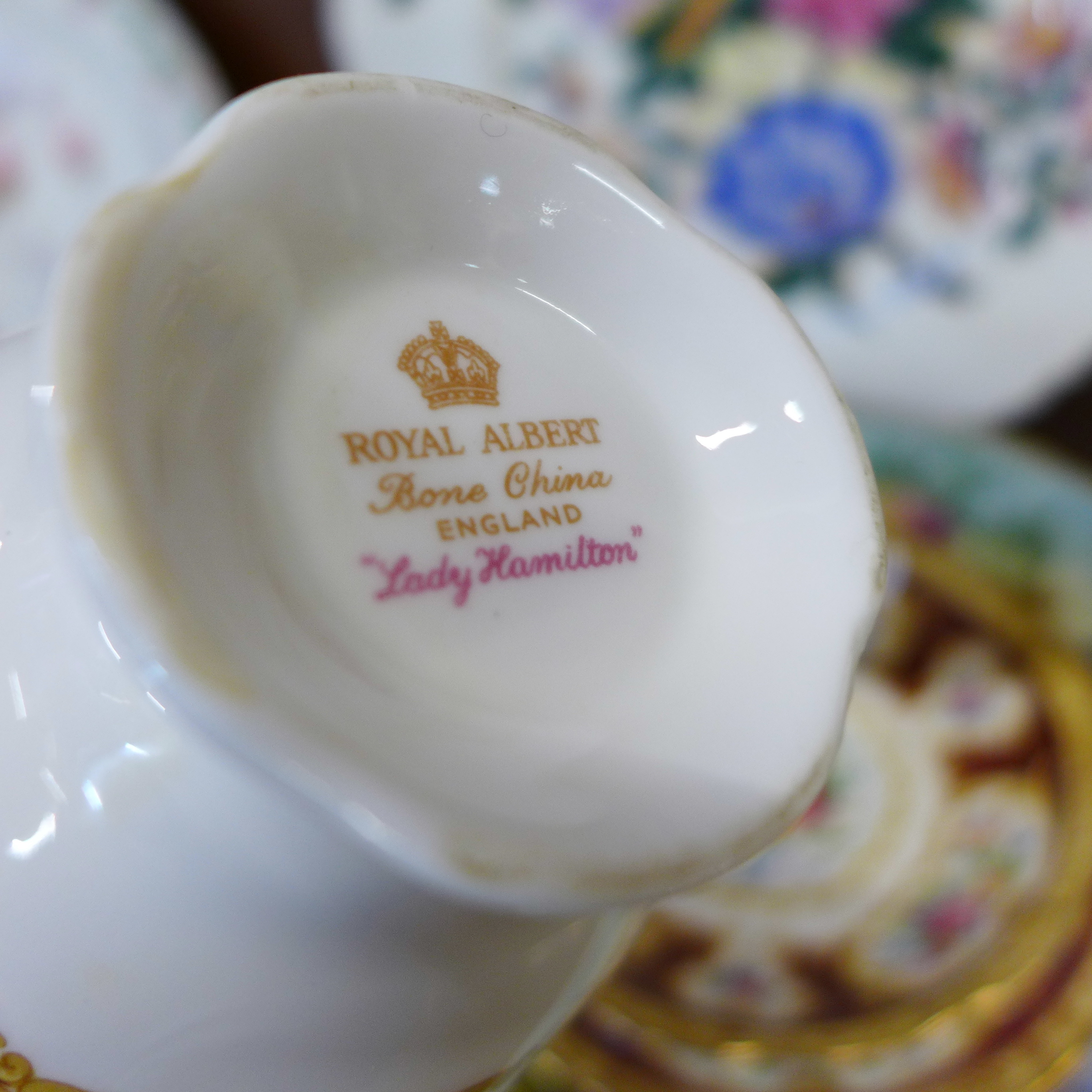 A Royal Albert tea cup and saucer, second, a Royal Albert Lady Hamilton trio, a Lime House Studio - Image 3 of 6