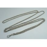 A long silver chain, each link marked, 86g, 160cm