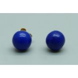 A pair of 9ct gold and lapis lazuli earrings