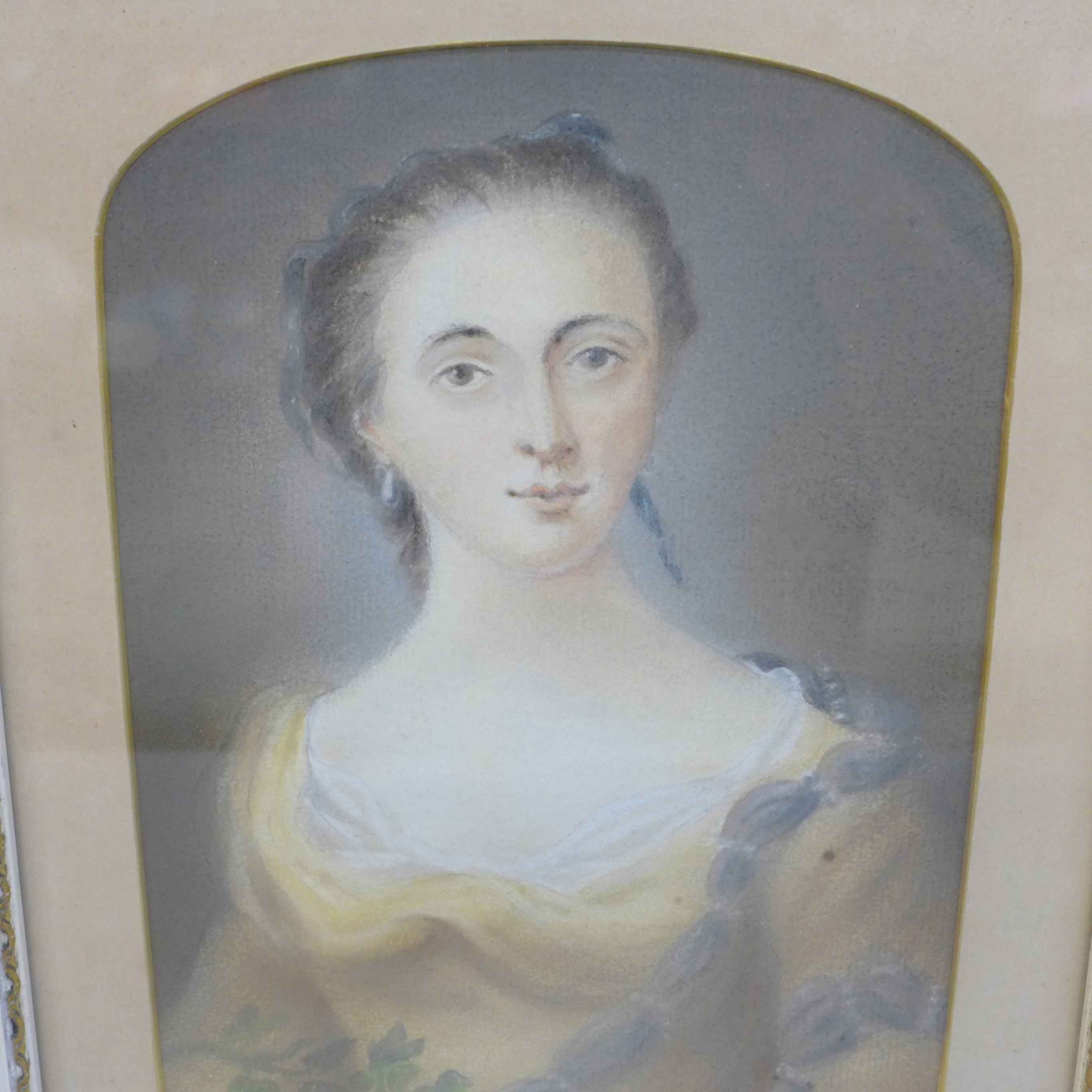 A pair of pastel drawings, portraits of The Right Hon. Hussey Burgh and a lady, possibly his wife, - Image 2 of 4