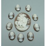 A collection of unmounted carved cameos