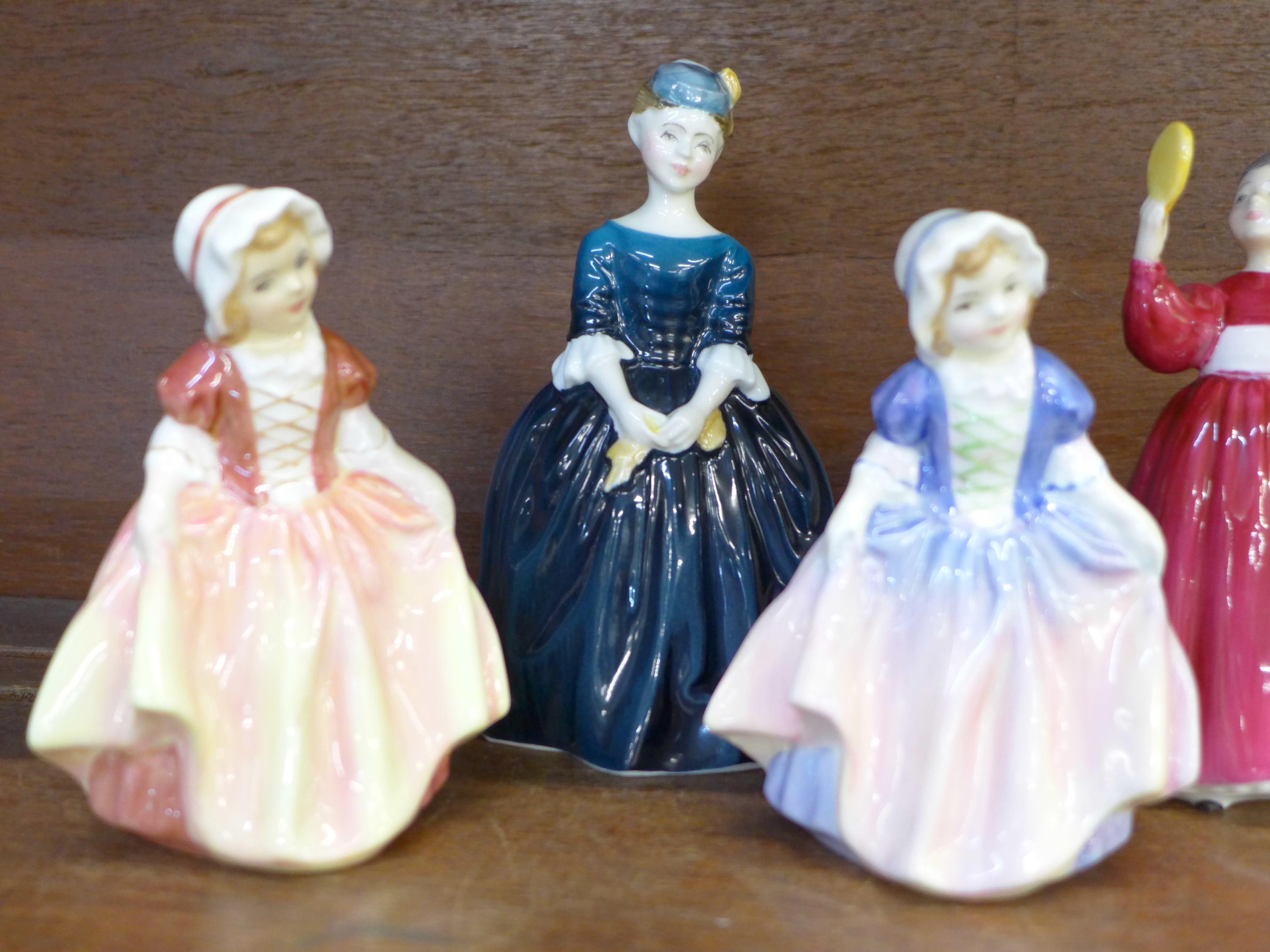 Seven Royal Doulton small figures; Let's Play, Dinky Do, Sara, Cherie, Vanity, a/f, Lily and Dinky - Image 2 of 4