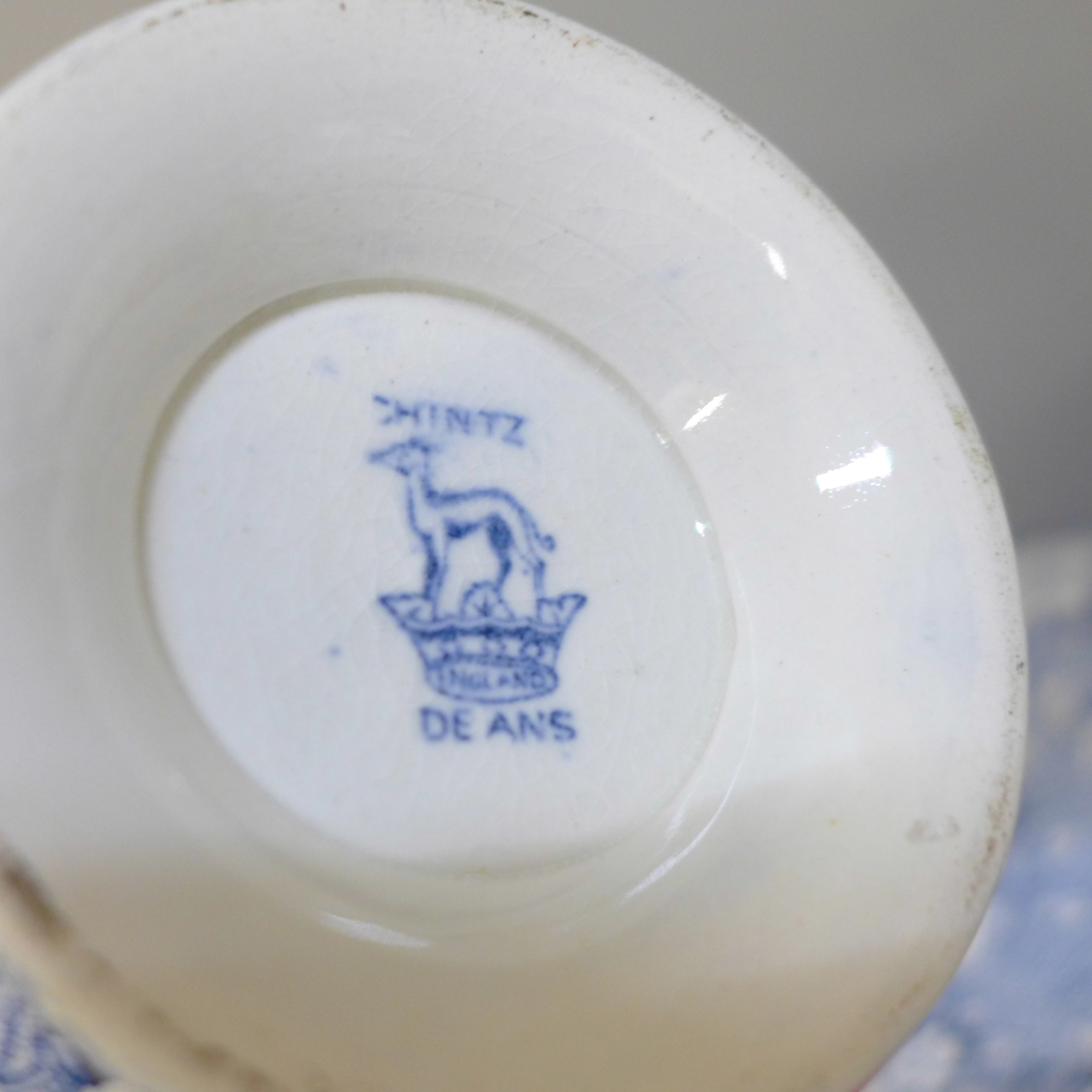 Two Royal Worcester blue and white jugs, one a/f, a God Speed The Plough cup and saucer, chip to rim - Image 5 of 6