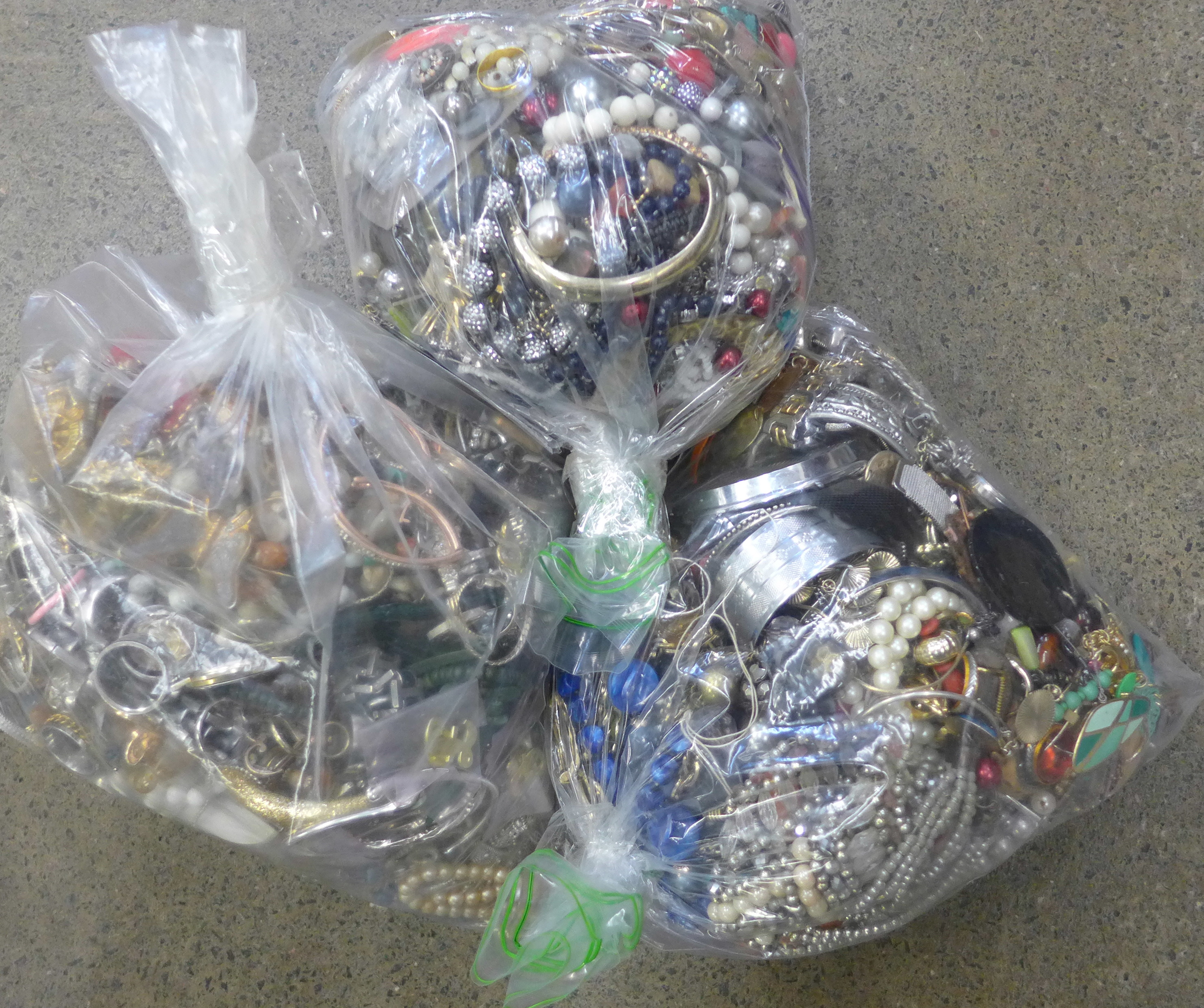 Three bags of costume jewellery