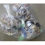 Three bags of costume jewellery