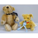 Two small Steiff Teddy bears with buttons/labels