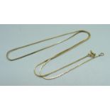 A 9ct gold box chain necklace, 2.6g, 50cm