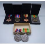 A collection of WWII medals including Africa Star