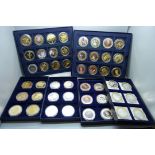 A collection of gold and silver plated commemorative coins, 48 in total