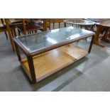 A G-Plan Fresco teak and glass topped rectangular coffee table