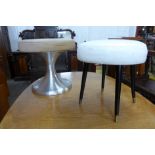 A chrome tulip shaped stool and one other