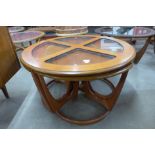 A G-Plan teak and glass topped circular nest of tables