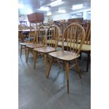 A set of Ercol Blonde elm and beech Windsor chairs