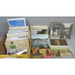 Postcards; a box of postcards, vintage to modern