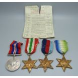 A set of four WWII medals