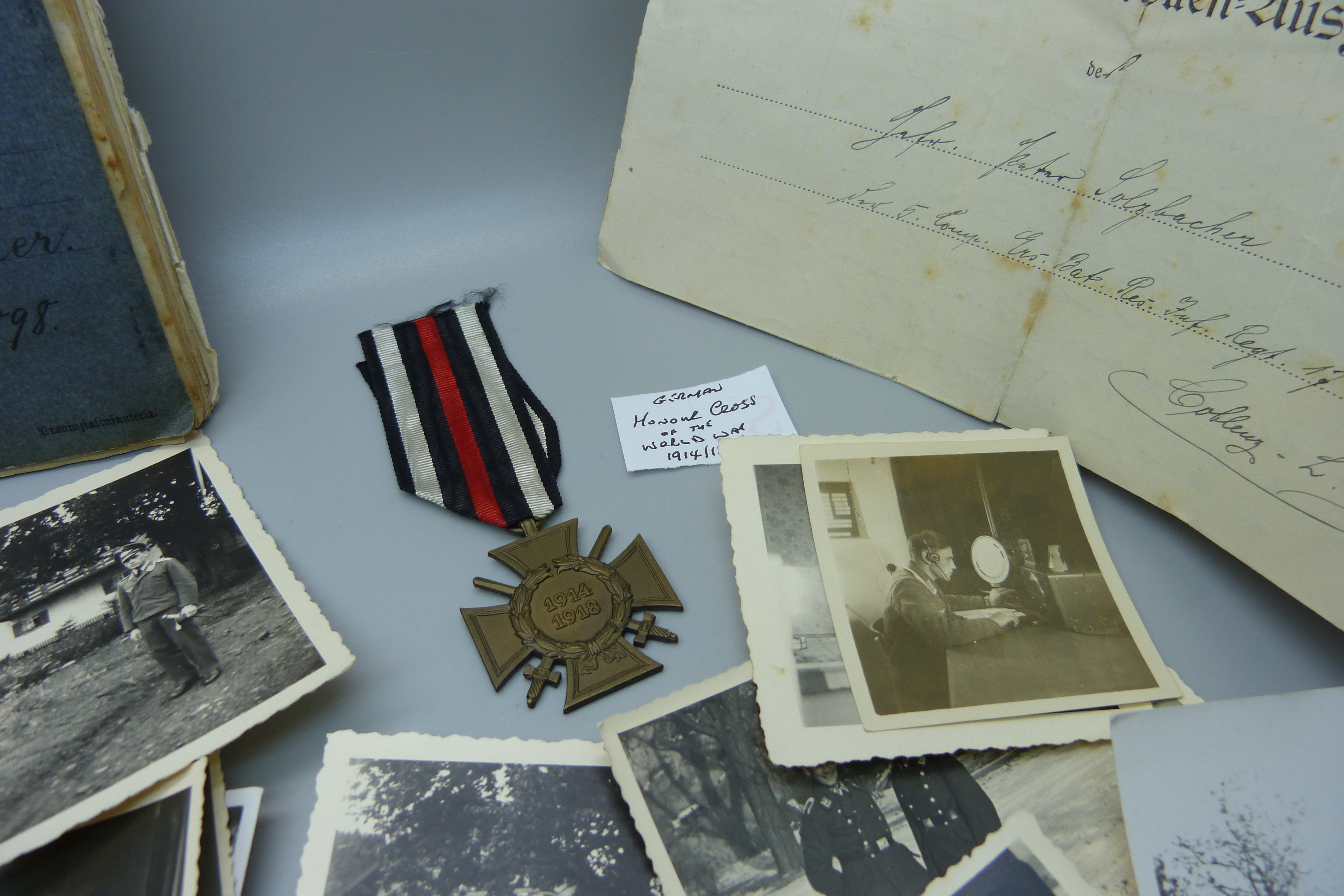 A German medal marked 1914-1918, plates, an early 20th Century service book and a collection of - Image 3 of 9