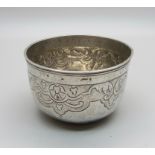 A Russian white metal cup set with a coin, circa 1790, 41g, diameter 65mm