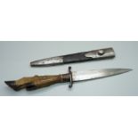 A German WWI trench knife with scabbard