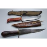 Two knives, one with scabbard marked Eighth Air Force