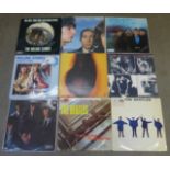 Seven Beatles LP records, includes German version of Beatles For Sale and Canadian version of