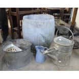 A galvanised dolly tub, mop bucket, etc.