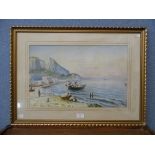 Y. Gianni, Italian coastal lake scene, watercolour, framed