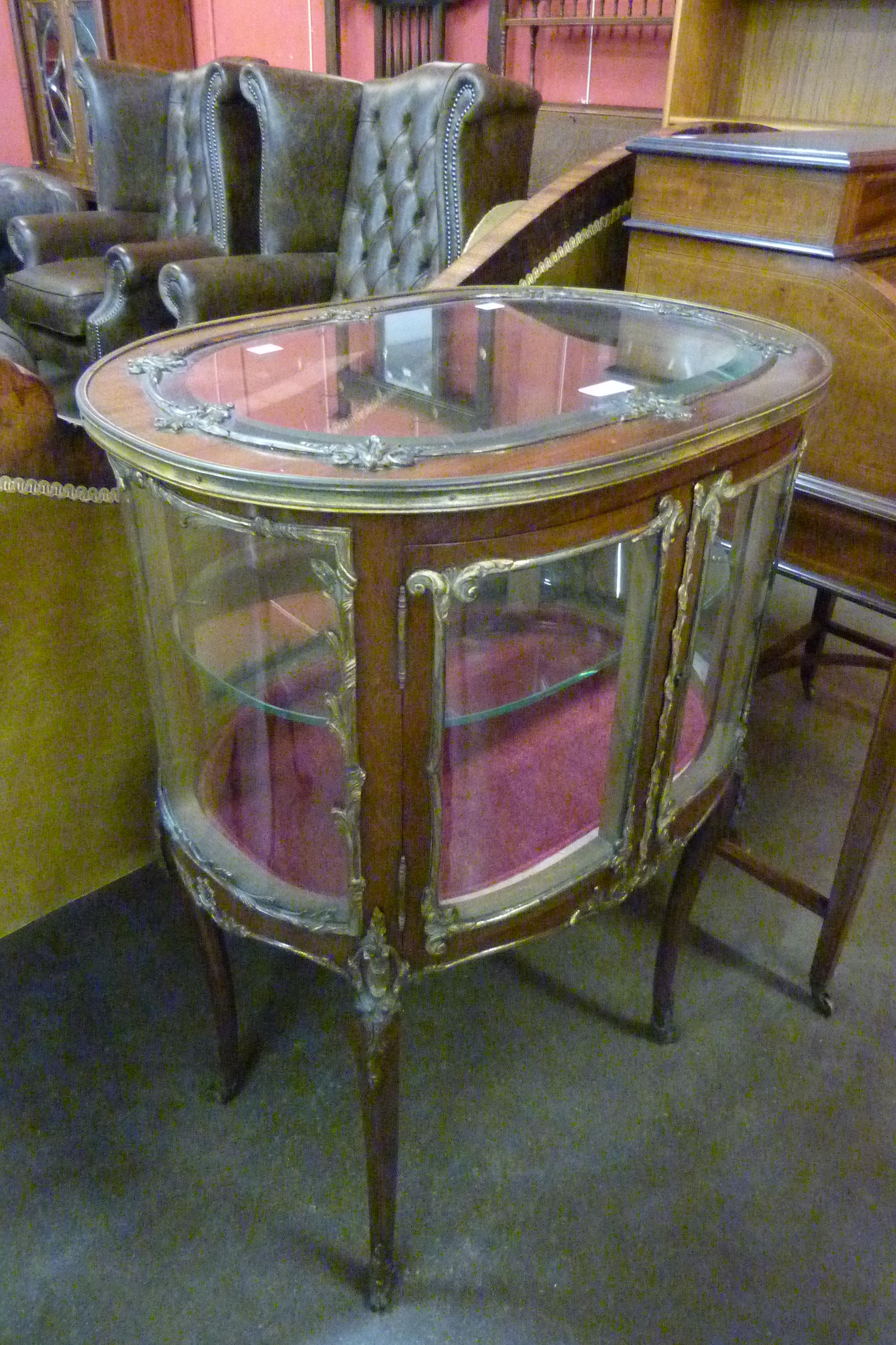 A 19th Century French mahogany and gilt metal mounted bijouterie cabinet