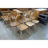 Seven Ercol Blonde elm and beech Windsor chairs