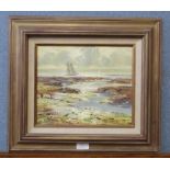 Bary Peckham, Solent Schooner, oil on board, framed