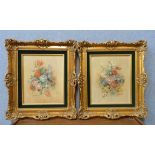 Continental School, pair of still lifes of flowers, oil on board, framed
