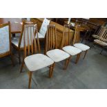 A set of four Danish Koefoed Hornslet teak Eva chairs, designed by Niels Koefoed