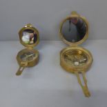 Two Stanley London brass compasses