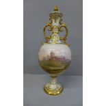 An early 20th Century Royal Doulton hand painted vase of globular form, with Windsor Castle