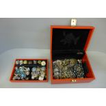 A collection of costume jewellery including silver