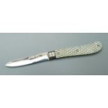 A Victorian silver and mother of pearl fruit knife, Sheffield 1862, John Yeomans Cowlishaw