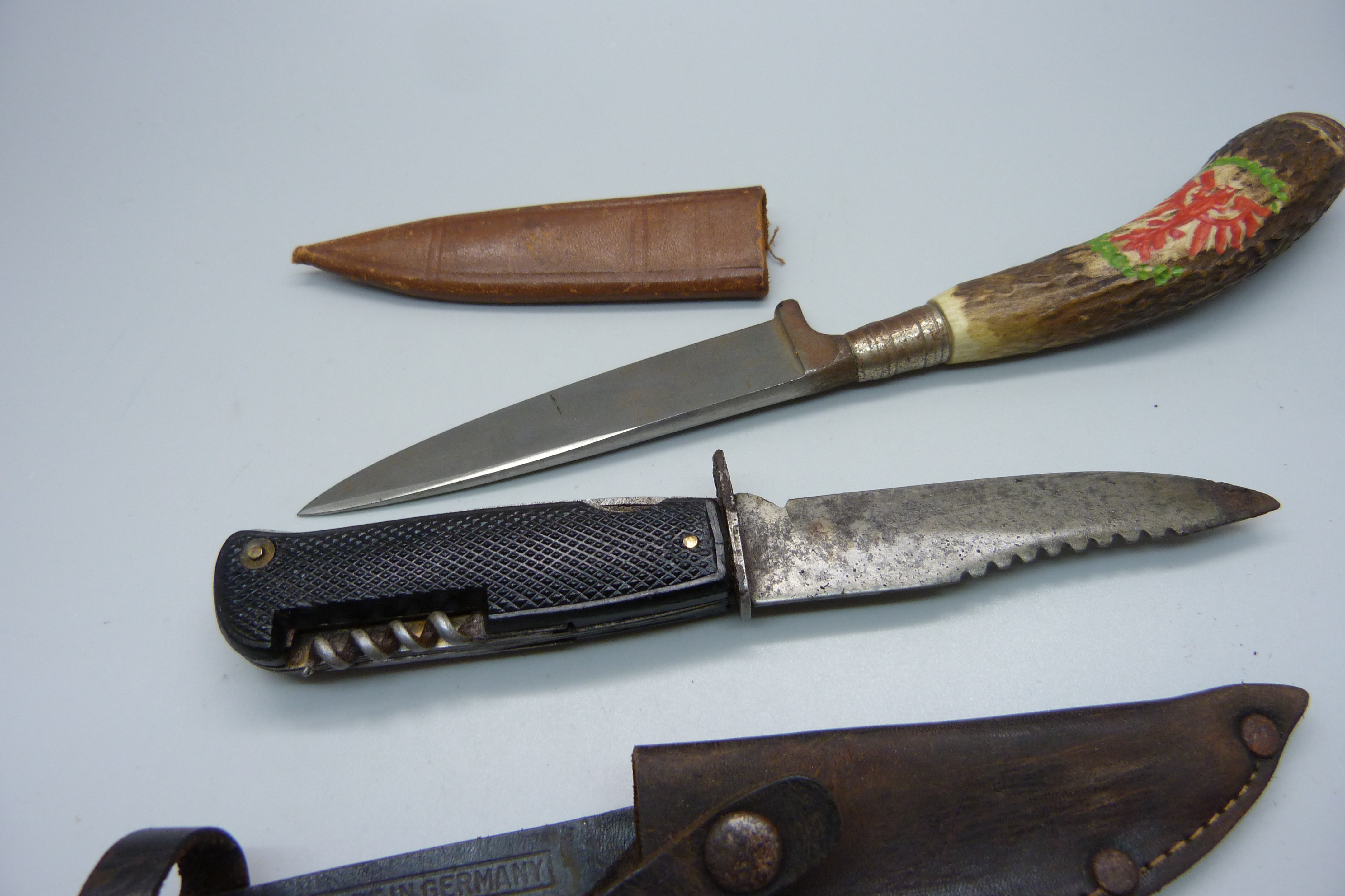 A German scout knife, the blade marked Solingen, and a hunting knife - Image 4 of 4