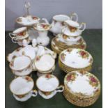 A collection of Royal Albert Old Country Roses china including a two-tier cake stand and Royal