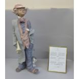 A large Lladro figure of a clown, Mischievous Musician, limited edition 249/350, 46cm