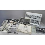 Two black and white photographs of the Liverpool blitz, Adolf Hitler album cards and other