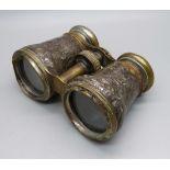 A pair of silver covered opera glasses, a/f