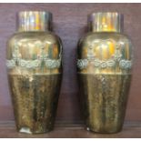 A pair of WMF brass Arts and Crafts vases, 32cm