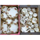 Two boxes of Royal Albert Old Country Roses tea wares