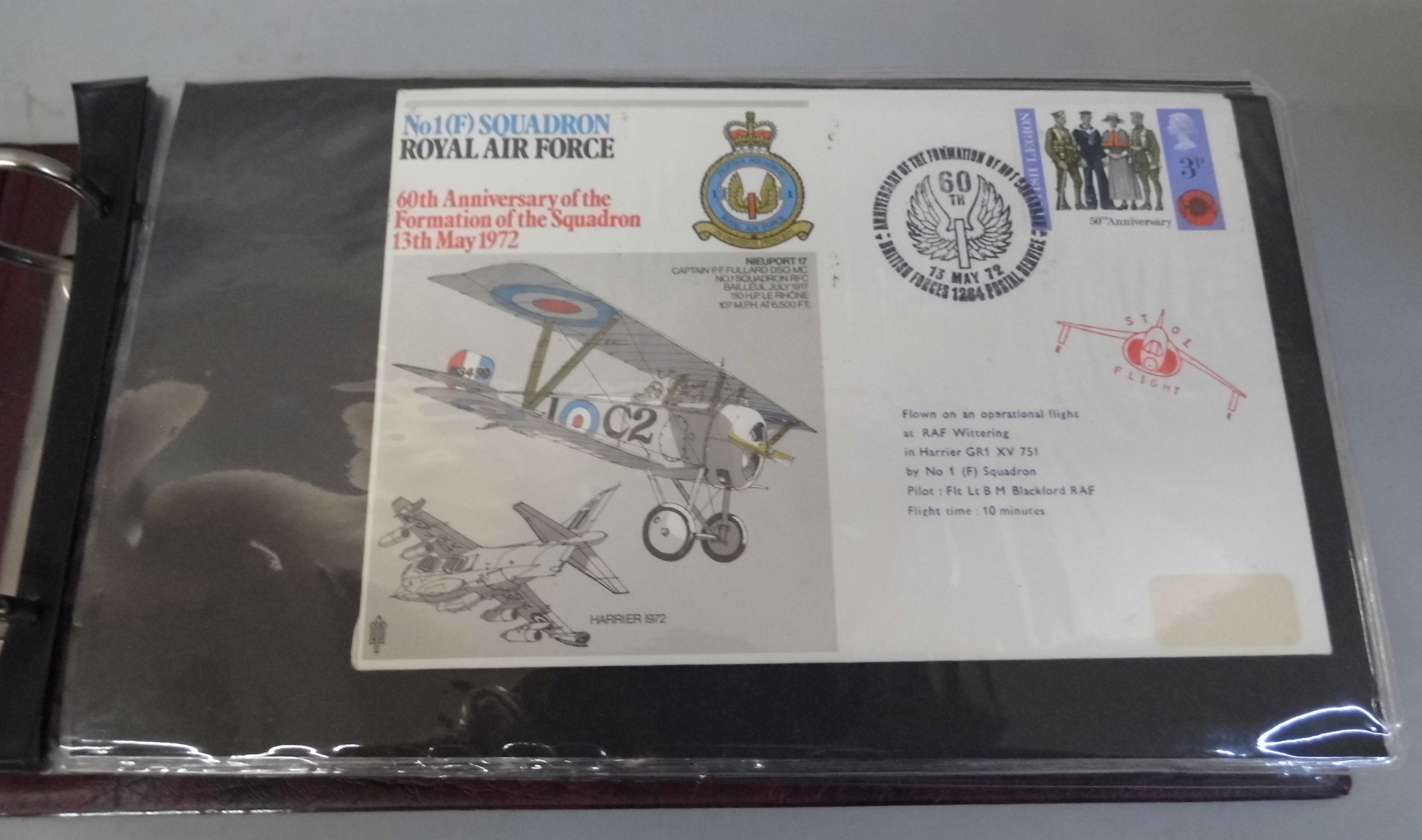 Stamps; an album of RAF Squadron covers, many signed including multiple signatures (44)