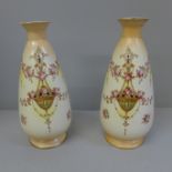 A pair of Crown Devon Etna blush ivory vases, 24cm