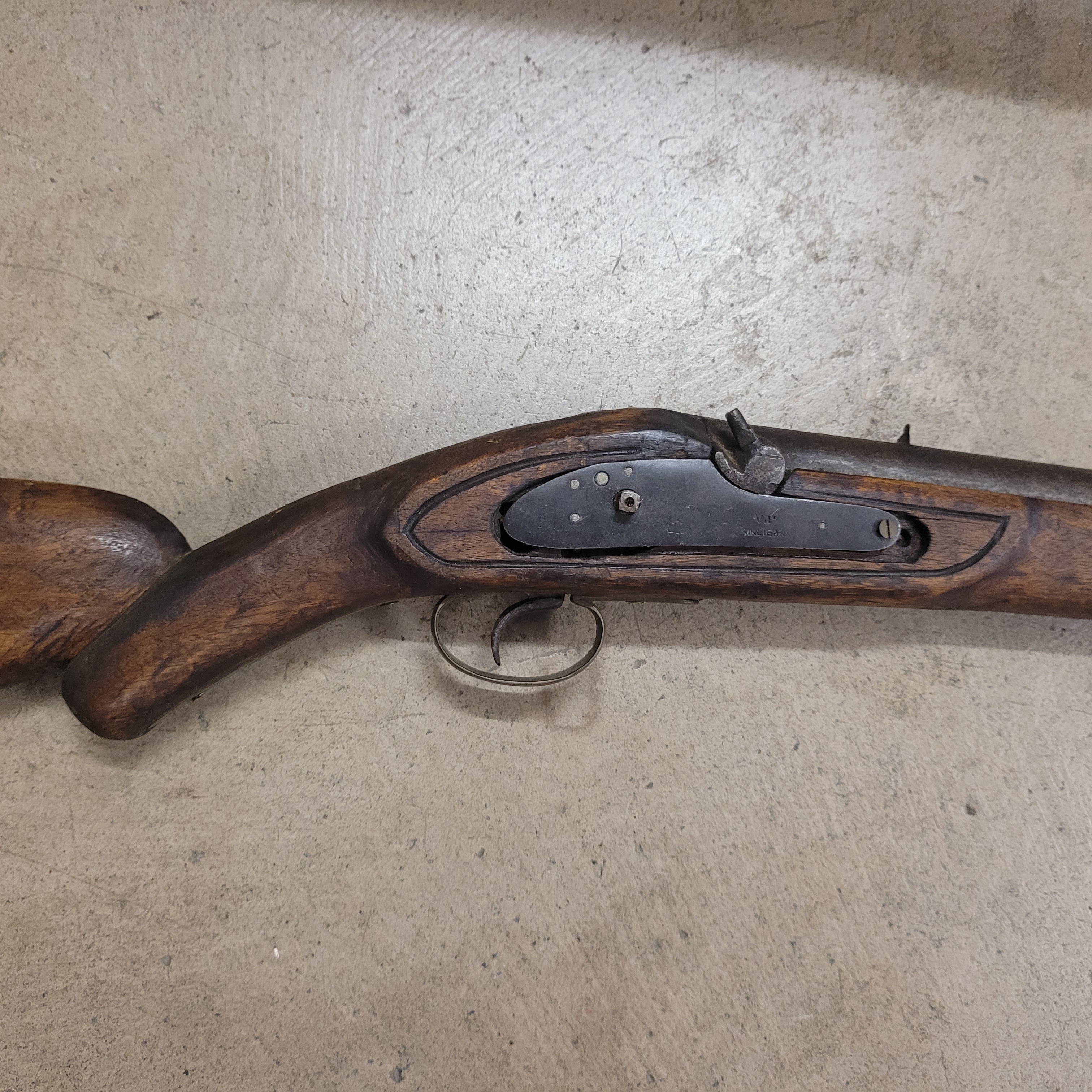 An Indian two band Enfield percussion rifle and a revolver - Image 3 of 3