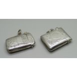 Two silver vesta cases, one Birmingham 1912