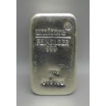 A 1kg 999 fine silver bar