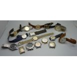 A collection of wristwatches, two lacking case backs