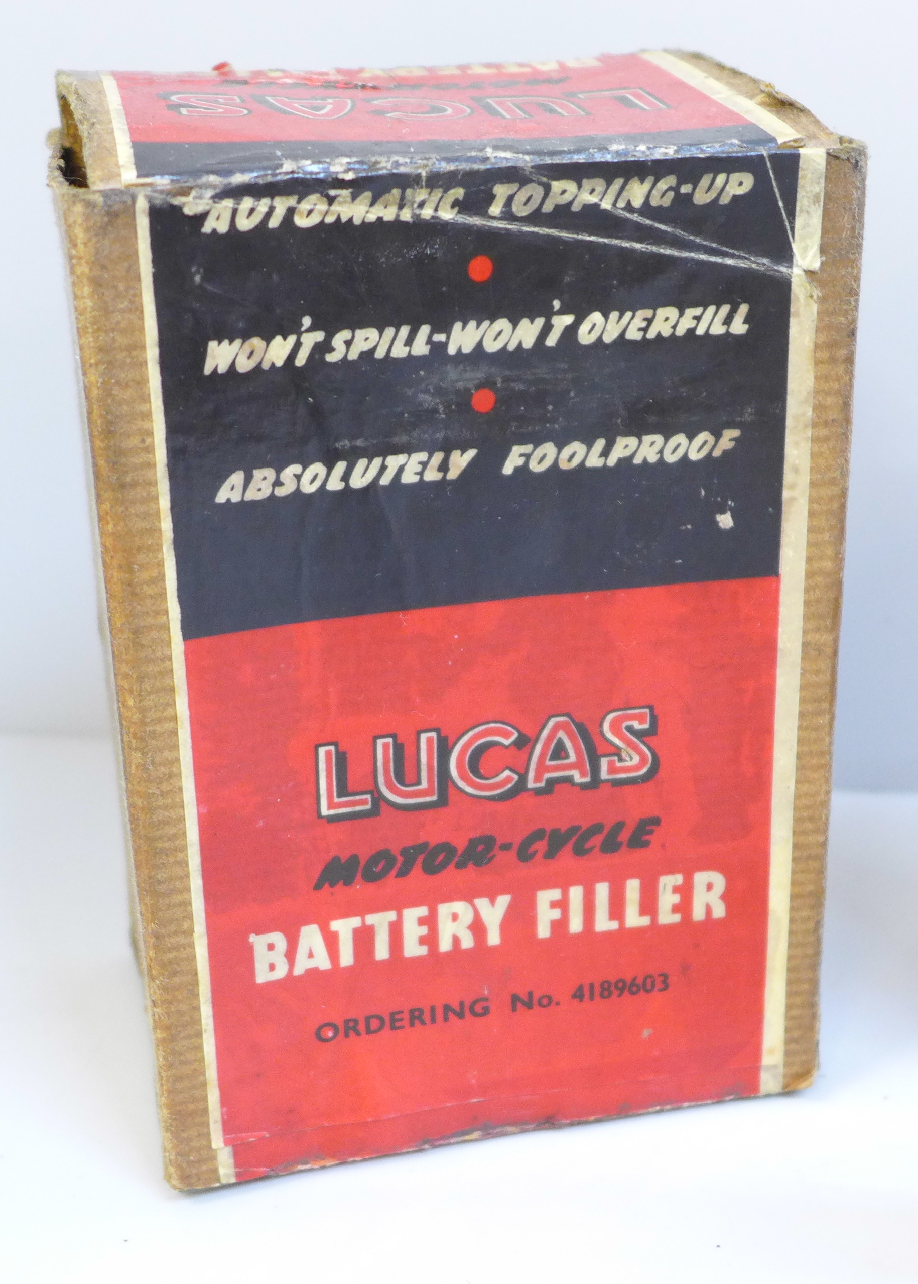 A Mobil oil can and a Lucas motor-cycle battery filler, in original box - Image 3 of 3